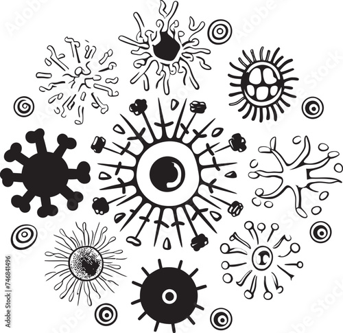 Infectious Innovation Virus and Bacteria Design Icon Germ Genesis Vector Logo with Microbes and Pathogens