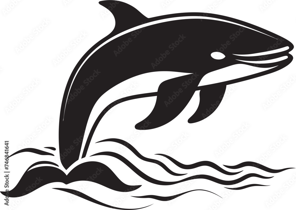 Fototapeta premium Aquatic Majesty Iconic Whale Graphic Emblem in Vector Form Marine Monarch Vector Logo Featuring Majestic Whales