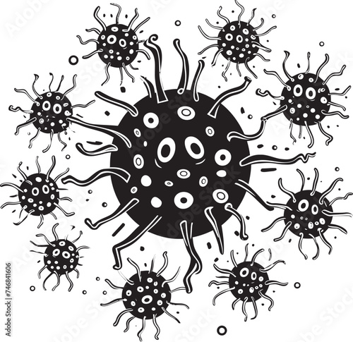 Viral Vectors Bacteria and Virus Emblem in Graphic Design Bacterial Bloom Vector Logo with Pathogens and Microorganisms