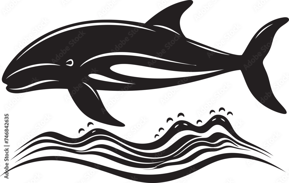 Marine Monarch Whale Design Icon Nautical Nobility Vector Logo with a Whale