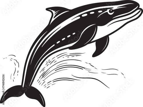 Nautical Nobility Vector Logo with a Whale Whale Wonder Graphic Symbol of the Ocean