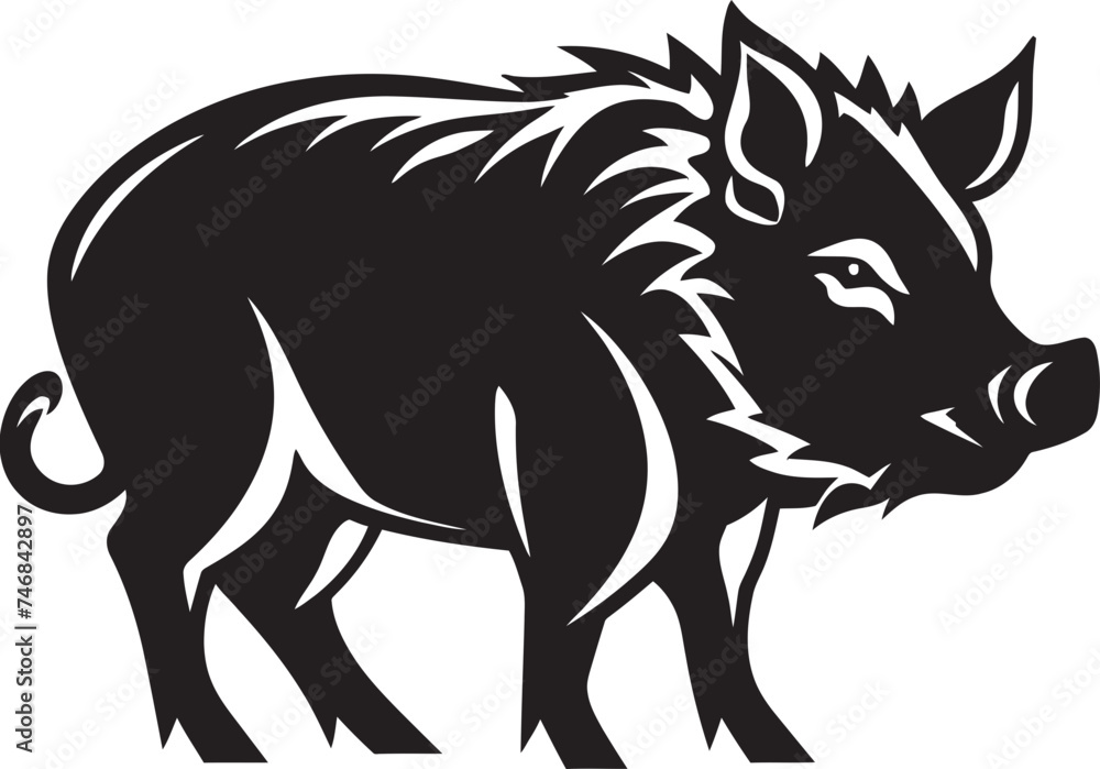 Fototapeta premium Razorback Rampage Iconic Boar Vector Design Mighty Tusker Wild Boar Logo Symbol