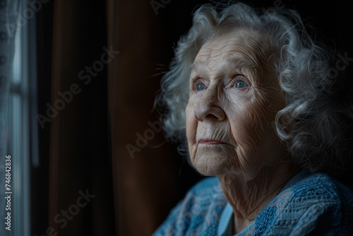 Elderly caucasian woman s portrait at her residence