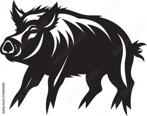 Rampant Roar Wild Boar Logo Emblem Thunderous Tusks Iconic Boar Vector Symbol