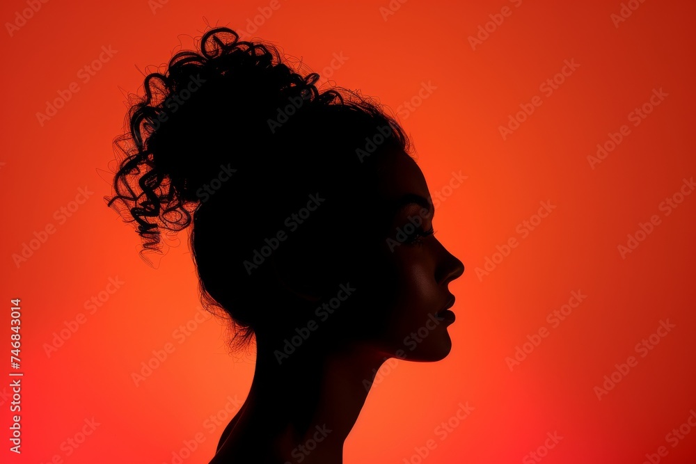 Elegant woman with beautiful profile showing in outline