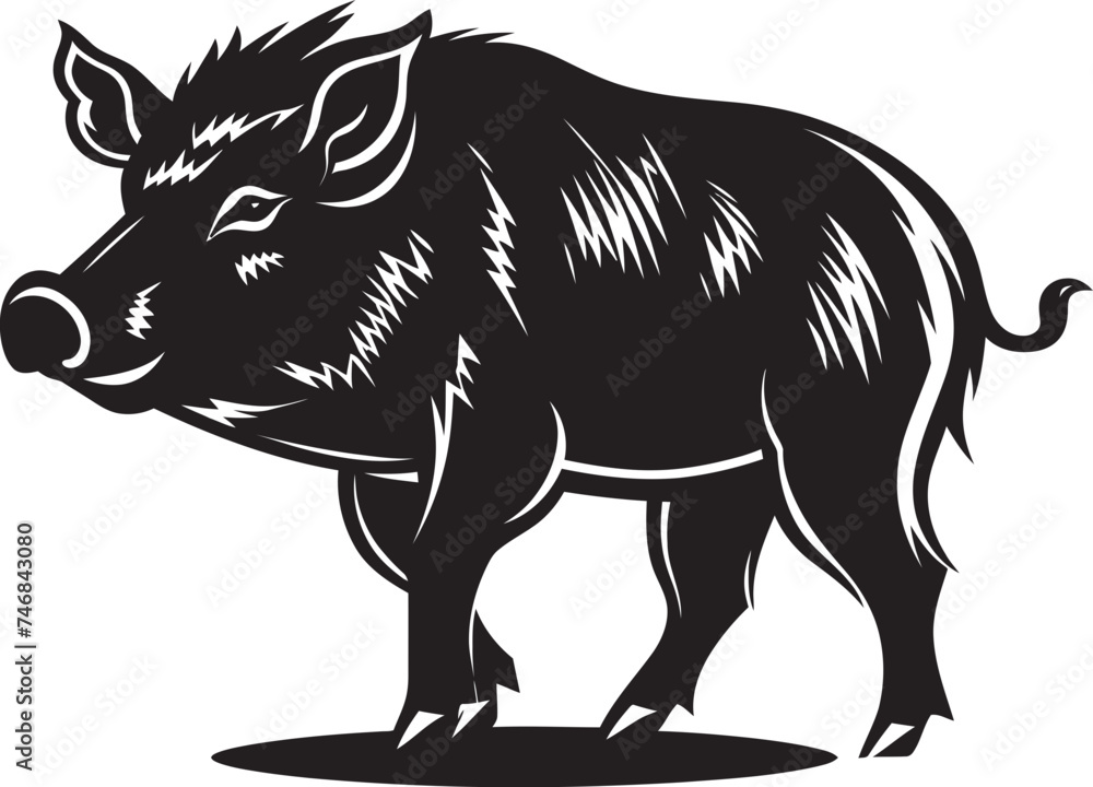 Tusker Triumph Wild Boar Vector Emblem Rampaging Razorback Boar Iconic Symbol