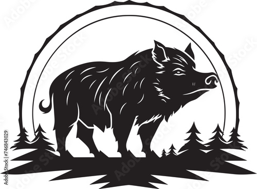 Tusker Torrent Iconic Boar Emblem Graphics Thunderous Charge Wild Boar Vector Icon