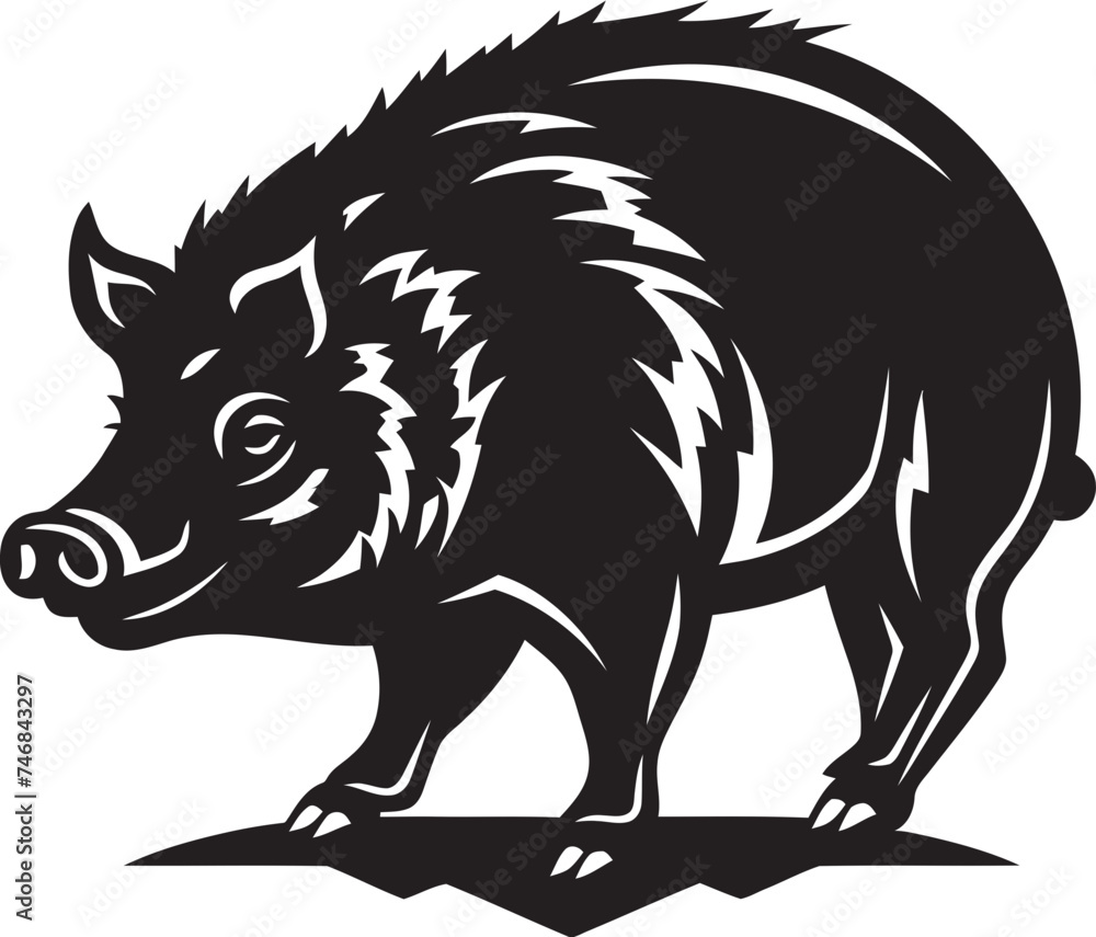 Primal Powerhouse Wild Boar Vector Icon Razorback Realm Iconic Boar Logo Symbol