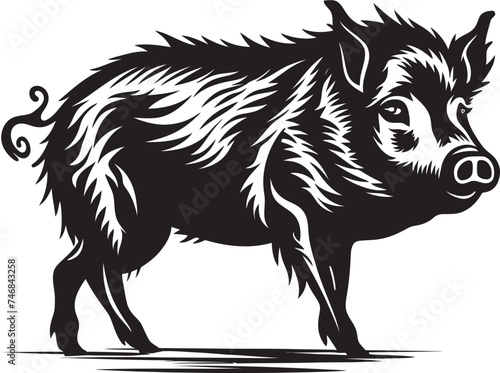 Tribal Tusk Iconic Logo with Wild Boar Thunderous Tusks Wild Boar Emblematic Design