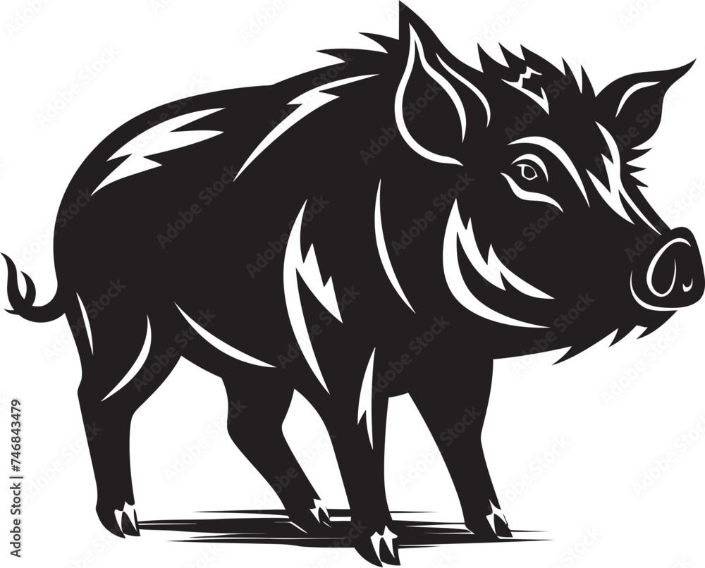 Primal Powerhouse Iconic Logo with Boar Ferocious Fury Wild Boar Emblematic Graphics
