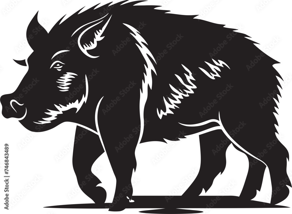 Razorback Majesty Boar Vector Icon Tusked Titan Iconic Logo with Wild Boar