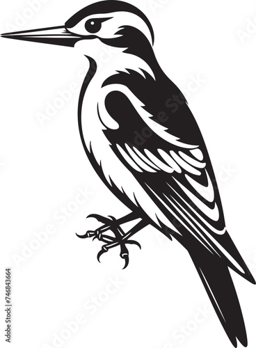 Perky Pecker Woodpecker Emblematic Design Serrated Symphony Vector Woodpecker Logo