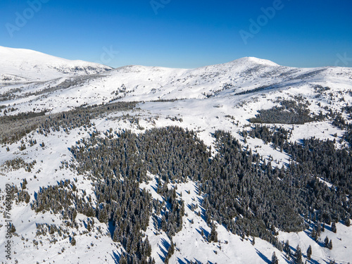 Aerial view of Rila mountain near Belmeken Dam, Bulgaria photo