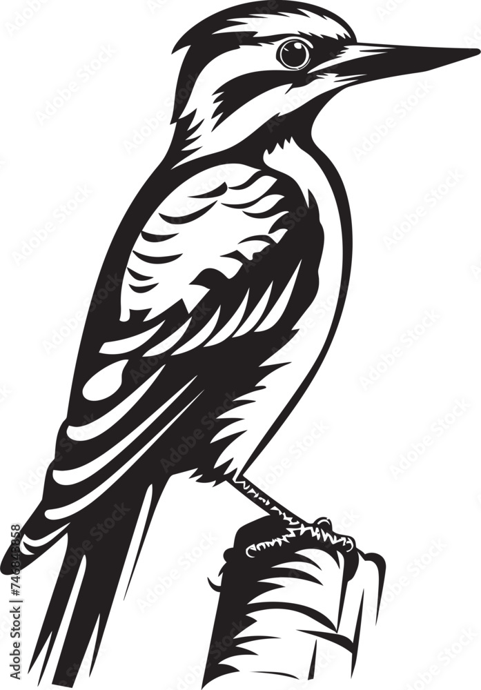 Naklejka premium Plumage Percussion Iconic Woodpecker Emblem Design Arboreal Artistry Woodpecker Symbol Icon