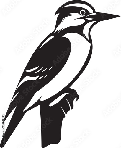 Serrated Symphony Vector Woodpecker Emblem Design Crested Carver Iconic Woodpecker Symbol Emblem
