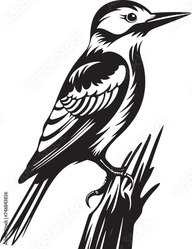 Crested Carver Iconic Woodpecker Symbol Emblem Perky Pecker Vector Logo with Woodpecker Icon
