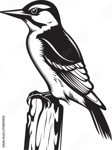 Perky Pecker Vector Logo with Woodpecker Icon Arboreal Artistry Woodpecker Emblematic Design