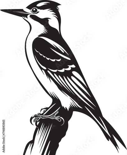 Serrated Symphony Woodpecker Emblematic Symbol Crested Carver Vector Logo Design with Woodpecker