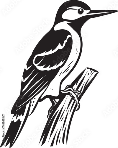 Crested Carver Vector Logo Design with Woodpecker Perky Pecker Iconic Woodpecker Emblem Graphics