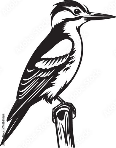 Crested Carver Woodpecker Emblematic Design Beak Beat Vector Woodpecker Icon