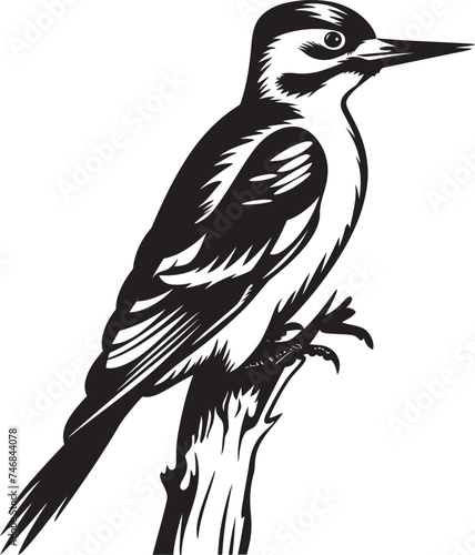 Beak Beat Iconic Woodpecker Emblematic Design Crested Carver Woodpecker Symbol Icon