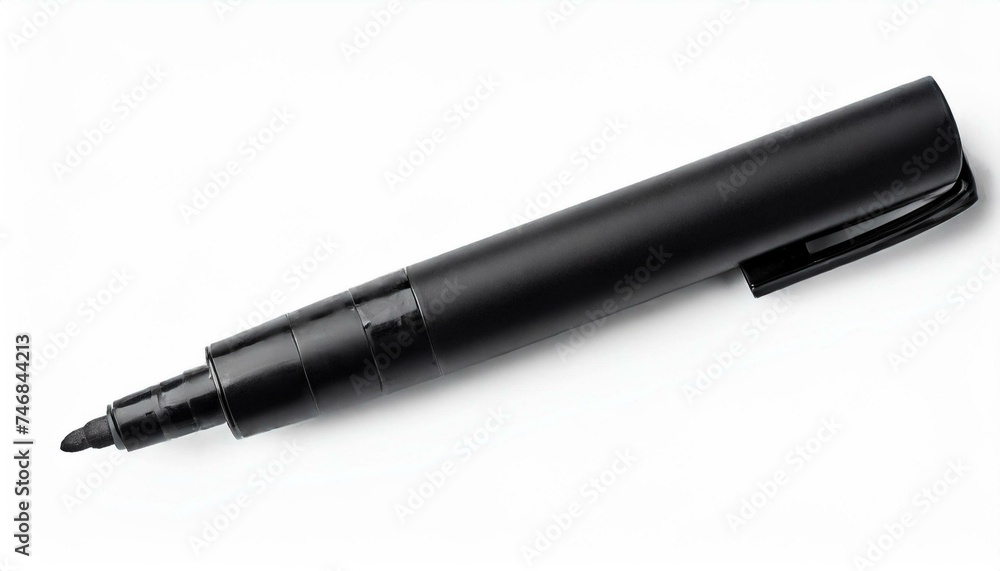 Side view of open blank marker isolated white background clipping path Side view of open blank marker isolated white background clipping path