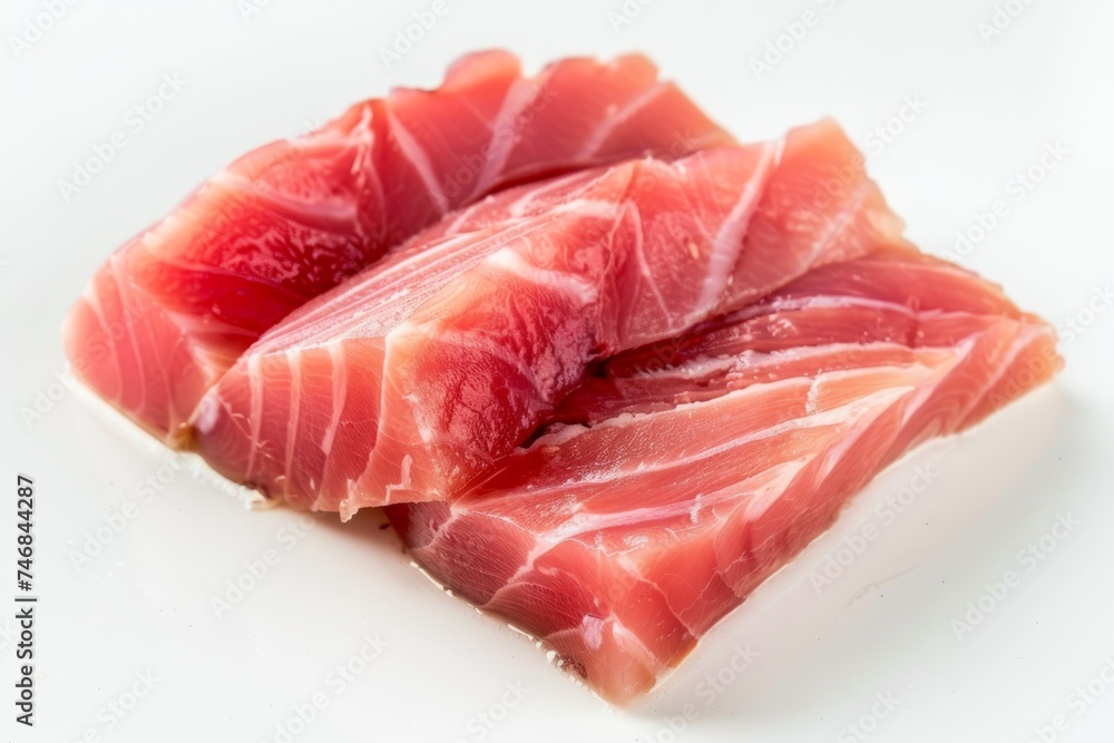 Fresh uncooked tuna fish on white bread Fresh uncooked tuna fish on white bread