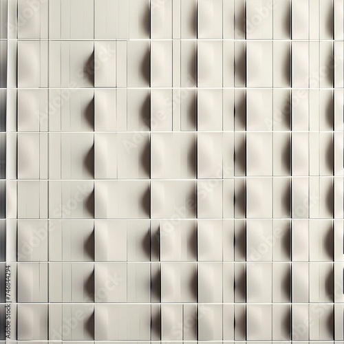 Close-up of a White Ceramic Tile Wall with Geometric Pattern 