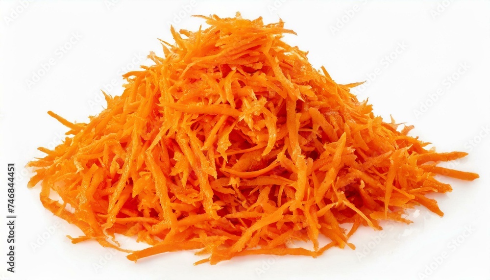 Pile of pickled grated carrot clipping path white background Pile of pickled grated carrot clipping path white background