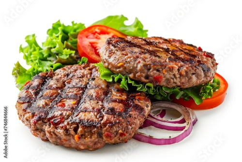 Grilled burger meat isolated on white