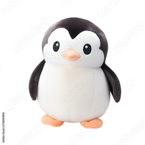 Soft Plush Penguin Doll, Isolated on Transparent Background, PNG