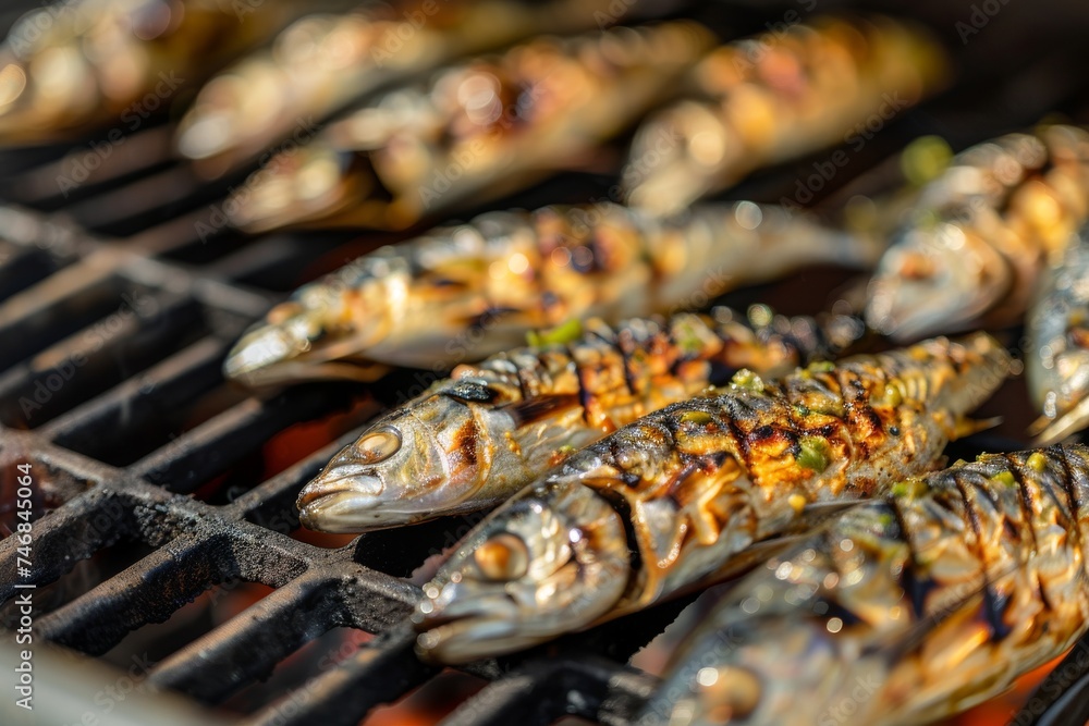 Grilled sardines fresh off the grill Grilled sardines fresh off the grill