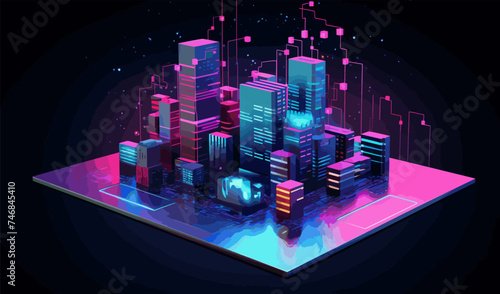 digital data and big tech imagery vector simple 3d isolated illustration