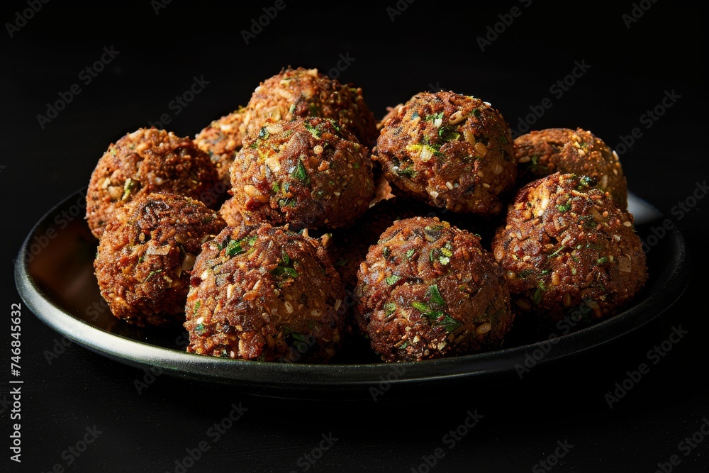Image of fresh falafel balls on a black background Image of fresh falafel balls on a black background