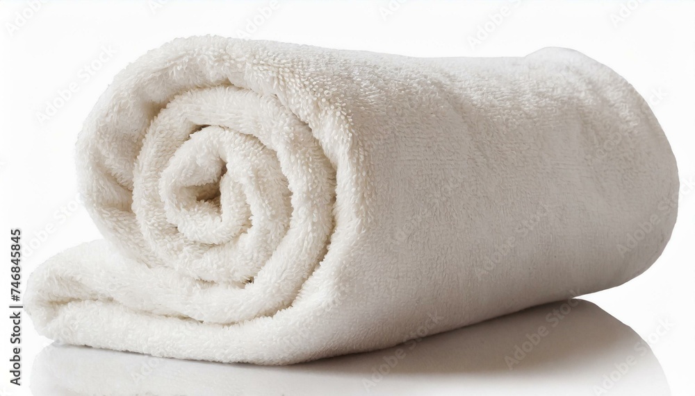 Rolled up white terry towel isolated clipping path white background
Rolled up white terry towel isolated clipping path white background