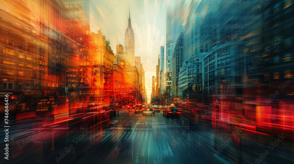 City Pulse: Dynamic Urban Rush in Abstract Colors. Generative AI. City Pulse: Dynamic Urban Rush in Abstract Colors. Generative AI.