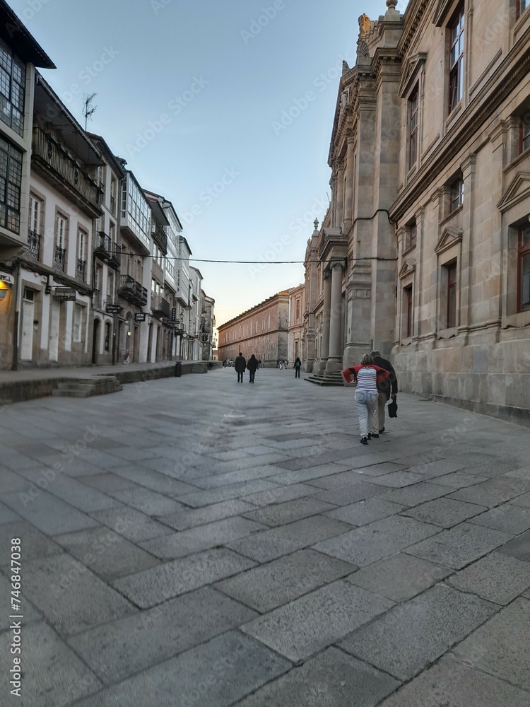 Calle de la zona monumental de Santiago de Compostela, Galicia