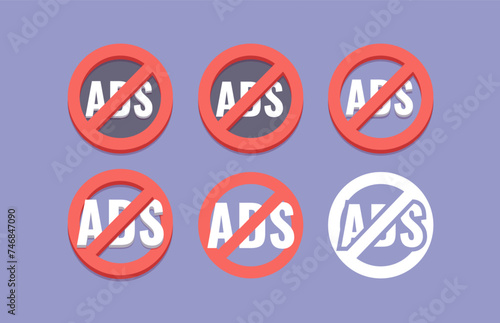 No ads, isolated icons collection vector.