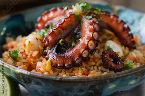 Mexican rice with octopus