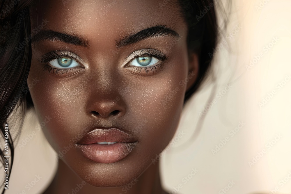 Mixed race women with black and white skin showcasing their beauty in portraits