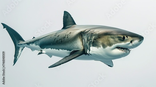A great white shark isolated on a white background photo