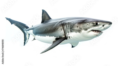 A great white shark isolated on a white background
