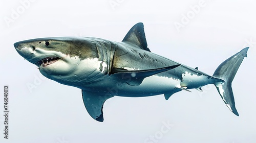 A great white shark isolated on a white background photo