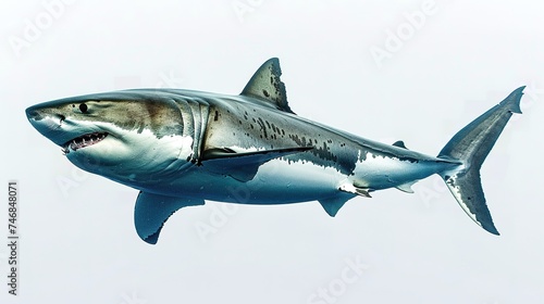 A great white shark isolated on a white background