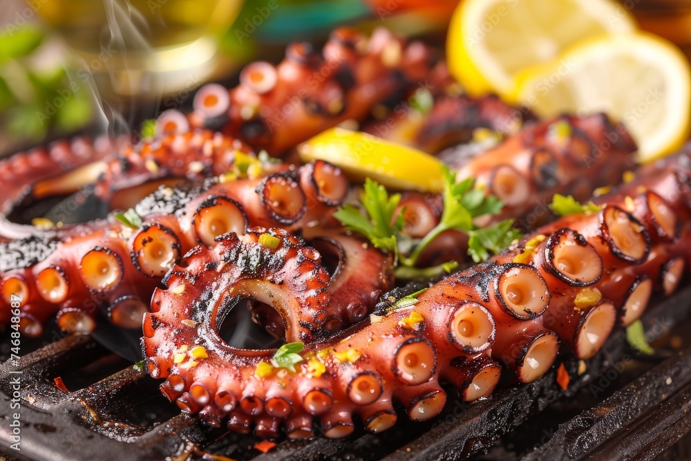 Octopus cooked on the grill