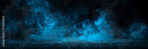 Enchanting blue smoke effect forms captivating background for various design projects and concepts.