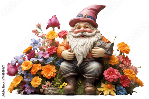 Whimsical Garden Gnome Isolated on Transparent Background
