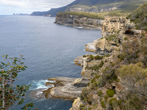 Rugged sea cliffs at the Tasman Peninsula, Tasmania, Australia
