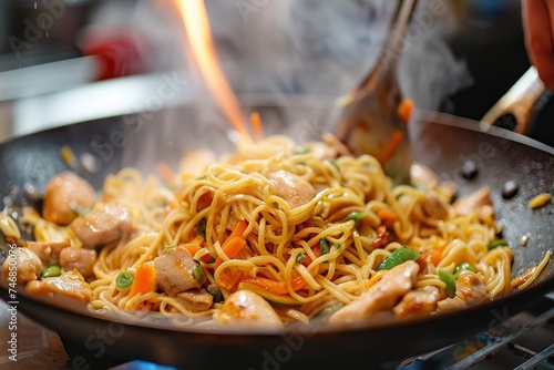 Preparing Japanese chicken noodles