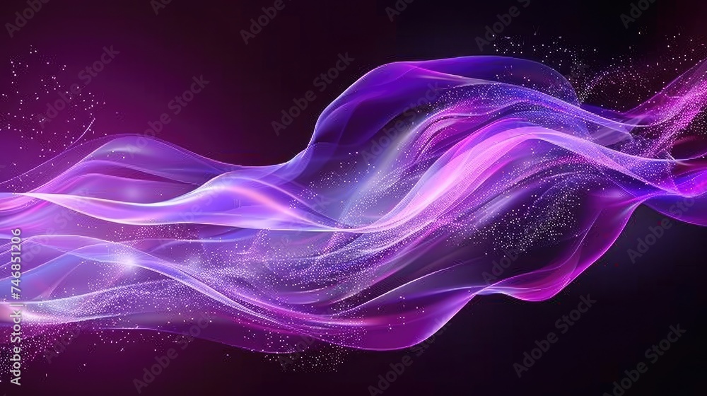 Fototapeta premium Abstract flowing neon wave purple background